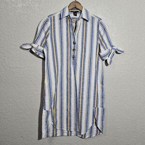 Robert Louis Linen Blend Striped Dress